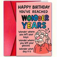 一张趣味老年人生日贺卡，包含幽默的老年人笑话，非常适合60岁、70岁或80岁生日的里程碑派对和家庭庆祝活动。它是趣味生日贺卡的完美之选。 - 查看 2