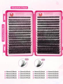 640/544片簇状假睫毛，浓密卷翘睫毛嫁接套装，D型卷翘，8-16毫米混合长度，DIY睫毛嫁接套装，DIY下睫毛嫁接教程，蓬松柔软的单根假睫毛，打造自然蝴蝶妆效，简易DIY持久睫毛胶水，DIY睫毛镊子 - 黑色 - 查看 7