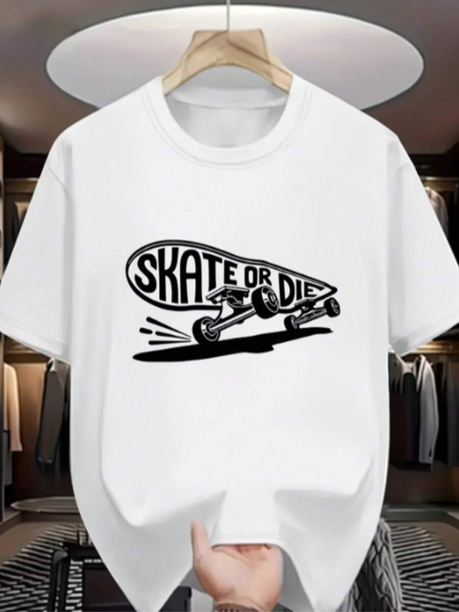 Camisetas Infantil Casual Confortável Camisa Modelo: Skate or Die - 100% Algodão alta qualidade Modelo Especial / Promoção Inédita - Branco - Visão 1