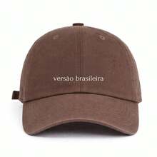 Unisex Cap With Brazilian Version Phrase, Delicate, Simple, Minimalist, Premium Fabric Hat, Casual, Basic, For Everyday Use, Vacation, Sun, Versatile, Stylish, Vintage - Rust Brown - View 1