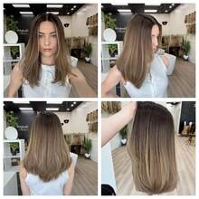 Glueless Lace Wig Synthetic 13x4 Lace Front Wigs For Women Medium DArk Brown Highlights Body Wave Wig Middle Part Realistic Look - Blonde Highlight - View 4