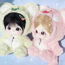 1件20厘米嘟嘟喵毛绒娃娃服装，可爱嘟嘟连帽连体衣娃娃可替换服装，送给朋友的最佳礼物，生日礼物 - 彩色 - 查看 2