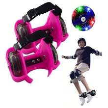 Patines de Talón Ajustables con Luces LED que se prenden por fricción, no es recargable ✨ | Soportan hasta 70 kg | Diseño con Correas Resistentes | Ideales para Niños y Principiantes | Diversión y Ejercicio al Aire Libre - Rosa Roja - Ver 4