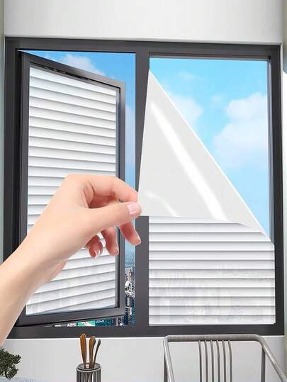 Frosted Window Privacy Film - Non Adhesive Static Cling Glass Stickers Sun UV Blocking Heat Control Door Covering Decals For Home Office