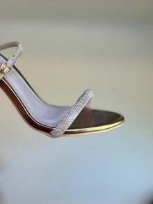 Women's Sandal With Rhinestones And Buckle, 11cm, Angela Galvão - 銅色 - 查看 2