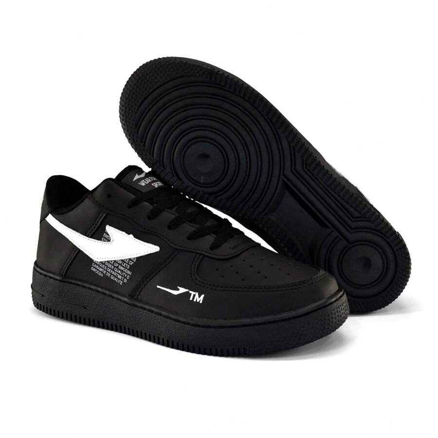 Urban Wear Unisex Comfort Sneakers - Limited Time Offer. Sporty, Casual, Lace-Up. Footwear. Outdoor, Gym And Fitness, Home, Party, School, Office, Vacation. - 黑與白 - 查看 1