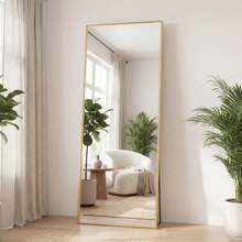 65"X24" High-Quality Full Length Mirror, Aluminum Alloy Frame Ensures Stability, Standing Design For Bedroom, Gold - Rect-gold - View 1