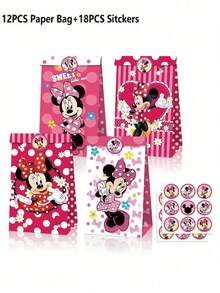 asmodee Christmas Gifts 12PCS/24PCS Cartoon Anime Theme Party Gifts Bag Supplies Anime Figure Min Mouse Image Gifts Bag Festival Party Candy Bags Kraft Paper Bags Stickers Birthday Party Holiday Party - Multicolor - View 12