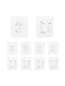 10 Pasang Kait Perekat Transparan Kunci Ganda Tanpa Pengeboran, Penahan Soket, Perekat Kuat Tanpa Bekas, Strip Pemasangan Dinding, Tahan Air, Dapat Dilepas, Kait Pengikat Steker Router, Strip Daya untuk Penyimpanan Rumah, Dapur, Kamar Mandi - MultiWarna - View 8