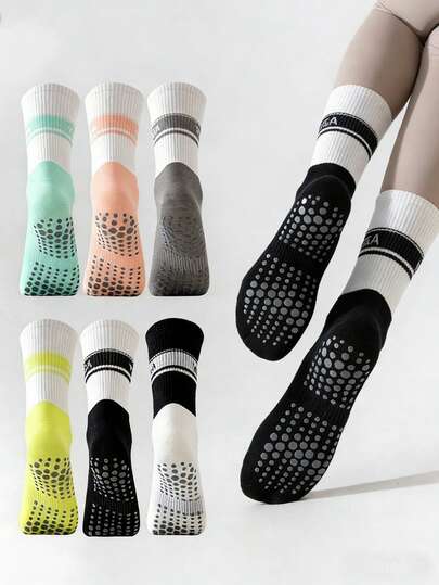 男女通用防滑运动瑜伽普拉提袜，糖果色男女通用船袜，升级硅胶点，防滑运动袜，适用于舞蹈、健身、锻炼、居家和医院使用。