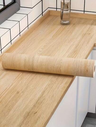 1 Roll Wood Grain Wallpaper, Self-Adhesive Contact Paper, Removable Wall Sticker, Suitable For Kitchen, Bathroom, Desk, Appliances, Furniture, Waterproof, Oil-Proof, Thick Vinyl Film, Heat-Resistant