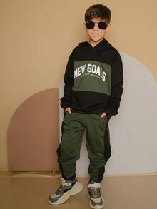 Boys' Winter Set - New Release - Fleece Mid-Season Tracksuit And Pants - Fits Ages 2 To 12 - 綠黑 - 查看 2