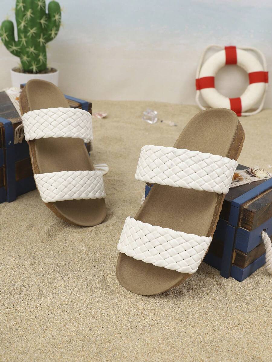 1 paire de sandales pour enfants de mode décontractée avec boucle en métal décoration personnalisée, convient pour le printemps et l'été