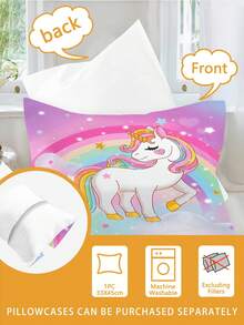 2pcs/Set Toddler Cartoon Unicorn Quilt Set Suitable For Baby Crib Newborn Bed, Machine Washable, Holiday Gift (No Filling) 100% Polyester - Multicolor - View 6