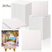 20片4x4英寸迷你白色画布，适用于水彩、丙烯和油画创作，便携式绘画表面，适合艺术家、家庭和工作室使用。 - 多色 - 查看 8