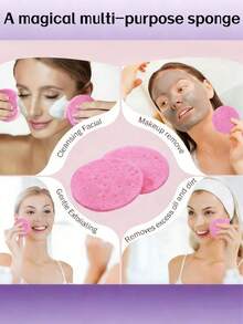 20/10/5/2 Stücke rosa komprimierte Gesichtstücher, hergestellt aus reiner natürlicher komprimierter Holzzellstoff-Schwammstruktur, sanfte Exfoliation, Make-up-Entferner, Gesichts- und Körperreinigung, wiederverwendbar, geeignet für Make-up und SPA-Masken, kann auch als Make-up-Puff/Gesichtsreinigungstuch/Körperpeeling verwendet werden, expandiert und wird weich, wenn es nass wird, geeignet für Badezimmer, Schlafzimmer, Waschtisch, unverzichtbares Make-up-Utensil für Reisen, Geschäftsreisen, Veranstaltungen - Verschiedenfarbig - Übersicht 4