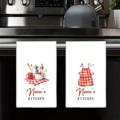 Custom Name Kitchen Towels, Personalized Hand Towels, Kitchen Decorative Dish Towels, Absorbent Cloth Tea Towels, Suitable For Kitchen Cloths, Kitchen And Dining Room Cleaning, Home Decoration, Bathroom Towels, Home Gifts
