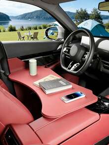 1个可折叠汽车座椅托盘，皮革材质，折叠/伸缩设计 - 坚固耐用的防滑表面，实用车载收纳配件，一键操作，节省空间的折叠桌，适用于轿车、SUV，兼容平板电脑、笔记本电脑、杯子、食物 - 车载收纳神器，方便工作、旅行、外出用餐 - 符合人体工程学的工作空间，兼容所有车型，汽车必备用品，理想的车载收纳之选 - 高級款 - 查看 7