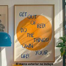1 pieza de inspiración vintage "¡Levántate de la cama y vive tu propia vida!" Póster Artístico con Frases - Decoración de Pared en Lienzo para Dormitorio, Sala de Estar u Oficina - Diseño Estético Motivacional con Círculo Naranja - Regalo Ideal para Inauguración de Casa, Decoración de Pared para Dormitorio |   Cita Motivacional |   Estilo Clásico, Decoración de Pared - negro - Ver 2