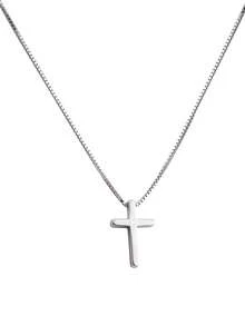 GAGAFEEL 1件925纯银十字架吊坠项链，时尚个性颈链，适合作为女士生日礼物 - 銀色 - 查看 5