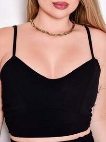 Women's Set: Wide-Leg Pants And Cropped Top With Padded Cups And Adjustable Straps. Available In Autumn/Winter Colors. - Black - View 2