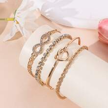 4条休闲时尚镶钻无限符号扭链手链，适合女性佩戴 - 8字無限符號 - 查看 2