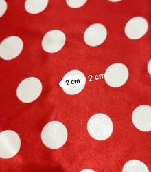 Polka Dot Print Satin Fabric In Various Colors, 1.40m, For Costumes And Parties. - Red Polka Dot White - View 5