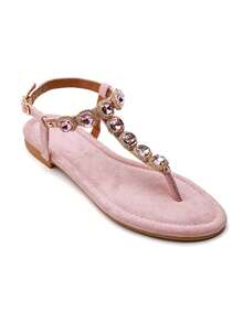 Sandale plateforme avec brides décoratives en pierres colorées - 粉紅色 9803 - 查看 1