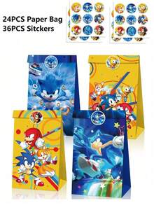 asmodee 12PCS/24PCS Anime Periphery Party Candy Bag Kraft Paper Bag Games Anime Figure Hedgehog Image Party Packaging Bag Festival Gift Bag - Multicolor - View 14