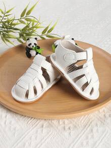 1 Pair Unisex Toddler Breathable Anti-Slip Sandals, Suitable For 0-1 Year Old Infant Boys And Girls, Fit For 1-12 Months Infants, Suitable For Spring, Summer And Autumn - White - View 5