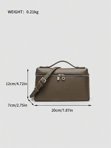 1 pieza Bolso de hombro cuadrado de unicolor con textura de grano de litchi en PU, bolso de mano pequeño para mujer, adecuado para combinar con diaria, salidas, compras, fiestas, bol - Marrón Mocha - Ver 10