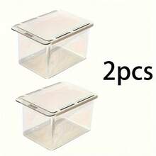 1/2pcs Expandable Plastic Cosmetic Storage Box | Transparent Minimalist Bathroom Organizer Box, Suitable For Cotton Swabs, Makeup Pads, Lipsticks - Mirrored Cabinet Drawer-Style Hidden Pull-Out Shelf, With Hanging Installation, Storage & Organization - A - View 11
