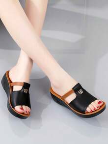 Giày sandal đế xuồng mùa hè mới cho nữ, dép đế xuồng cho nữ, sandal đế dày gót trung bình cho nữ, dép đế dày gót cao cho nữ, sandal cao gót cho nữ, dép thời trang cho nữ, dép đen cho nữ, sandal đen cho nữ, dép đế dày cho nữ, sandal đế xuồng cho nữ - đen - Xem 5