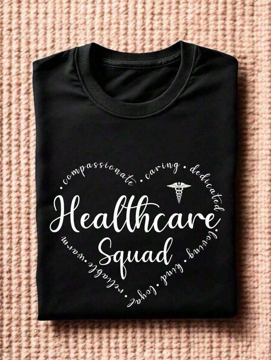 Healthcare Crew T-Shirt, Health Care Worker Shirt, Nurse Appreciation Tee, Nurse Crew Tee, Surgery Sttaff Short Sleeve, Medical Staff T-Shirt. TD843. - 黑色 - 查看 1