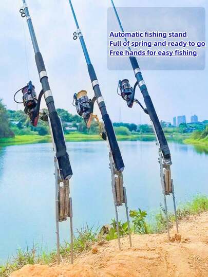 Outdoor Fishing Rod Holder, Hands-Free Automatic Fishing, Dual Spring Design For Enhanced Sensitivity, Easier Fishing