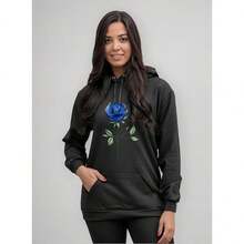 Blusa De Frio Rosa Azul Fé Moletom Feminino - Preto - Visão 1