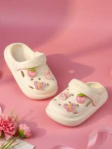HAHABOBO Dép lê trẻ em màu trắng mới với họa tiết dâu tây 3D, chất liệu EVA, dép xăng đan dễ thương màu hồng cho bé gái, thoải mái, nhẹ, kín mũi, thích hợp cho trong nhà, tắm, ở nhà, ngoài trời, bãi biển, du lịch, trường học, vườn, mọi mùa. - trắng - Xem 4