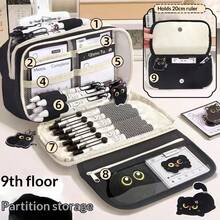 2026 New Arrival Popular Black Cat Design Large Capacity Multi-Functional High-Quality INS Style Pencil Case - Black and Gold Series Cat 9-layer Pencil Case - View 7