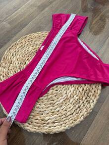 High-Waisted Bikini Bottom With Side Draping, Borbo Plus Brand – Buy 1 Get 2 | Women's Casual Beachwear, Beachwear, Vacation - 玫瑰 - 查看 2