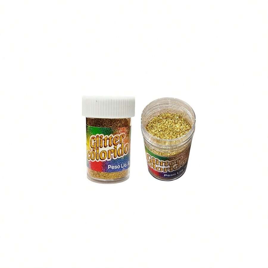 Loja Megalomania Glitter Colorido 8gr Fino Prata Dourado Lilás Azul Vermelho Verde Maquiagem Brilho Carnaval Festa Metalizado - Dourado - Visão 1