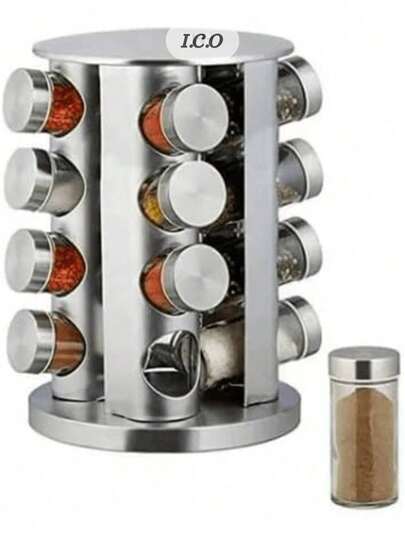 Especiero Giratorio de 16 Frascos, Almacenamiento para Especias, Organización de Cocina