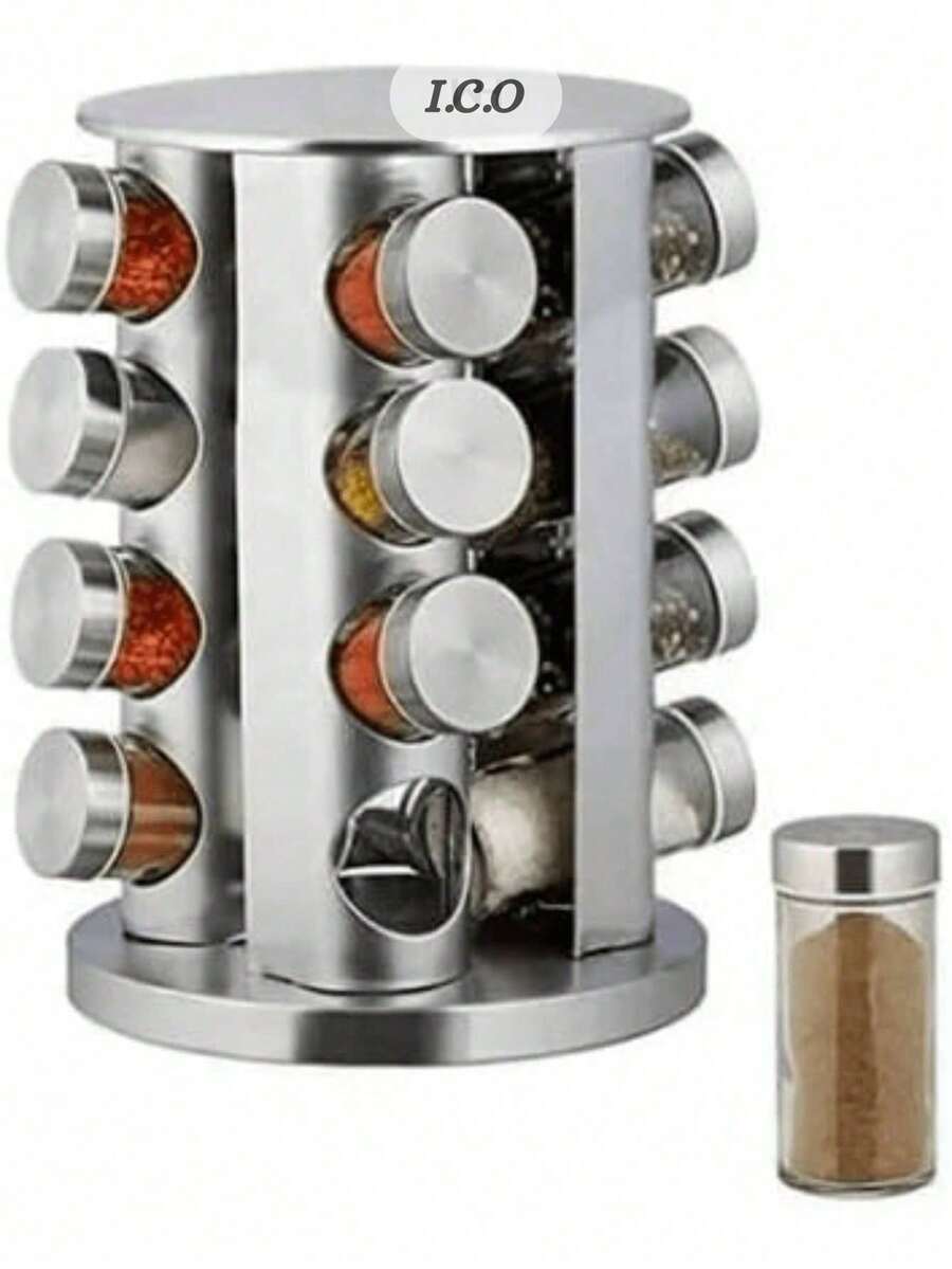 Especiero Giratorio de 16 Frascos, Almacenamiento para Especias, Organización de Cocina - Ver 1