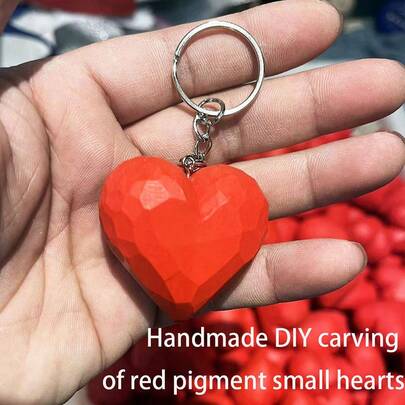 1pc Wooden Heart-Shaped Keychain - Valentine's Day/Birthday/Anniversary/Holiday/Party Gift, Decorative Pendant, Bag Charm Keyring