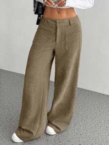 ADD MODA REF AS2016 ELEGANT AND VERSATILE ROPE FUR PANTACOURT PANTS - màu nâu - Xem 3