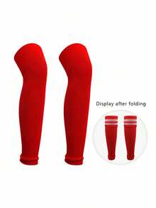 儿童过膝足球护腿套（1双），透气运动小腿套，高弹条纹压缩腿套，适合8-14岁儿童户外运动 - 彩色 - 查看 13