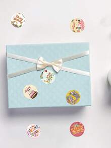 1 Roll Birthday Cake Pattern Stickers, Cartoon Envelope Gift Packaging Box Sealing Decorative Stickers - Sticker - View 2