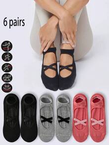 1/3/5双装女士普拉提袜，防滑硅胶材质，适用于瑜伽、室内运动、跑步、健身、跳绳、舞蹈等，是送给妈妈、女友、姐妹、老师的理想礼物，四季皆宜的耐用材质。 - 黑色 - 查看 13