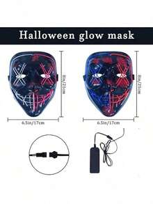 Halloween LED Light-Up Mask, "The Purge" Theme Mask With 3 Lighting Modes, Scary Scream Mask, Suitable For Holiday Cosplay, Various Festival Party Masks - Multicolor - View 7