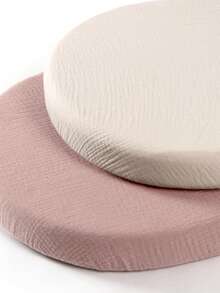 2件套婴儿床单，男女宝宝通用，柔软透气，适用于椭圆形摇篮、摩西篮、长方形床垫。 - 彩色 - 查看 14