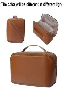 1个大容量旅行化妆包，可扩展的化妆品收纳包，带拉链隔层，适合存放化妆品和配件，粉色女士洗漱包，适合健身、商务旅行和度假，结实耐用的锯齿纹理手柄，收纳整理好帮手，旅行必备 - 查看 10